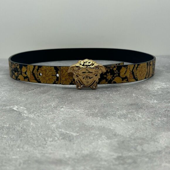 NWT Versace Teens La Medusa Hibiscus Print Reversible Belt Size L With Box main image 11